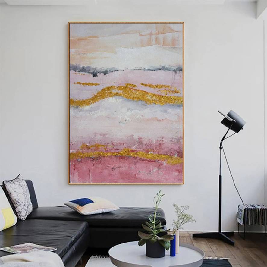 Painting Original Oversized Pink Paintings Abstract Canvas Artwork 5PCMP